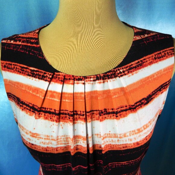 Calvin Klein Multicolored Pleated Neck Sleeveless Career Top Size Medium EUC - Picture 1 of 11